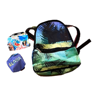 Lesportsac route backpack 3 pc set aloha island durable nylon travel set rainbow